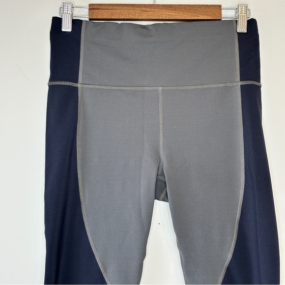 Athleta Black Yellow Olive Gray Green Spar Color Block 7/8 Tight Leggings Size M - Picture 3 of 12